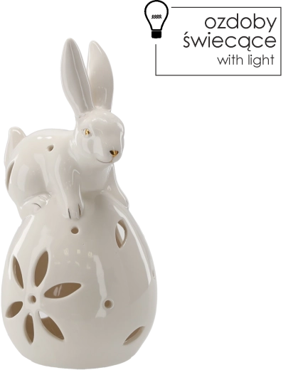 Velikonočni keramični zajček na jajcu z LED
