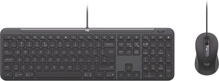 Logitech žični komplet tipkovnice in miške za podjetja, grafitna (US)