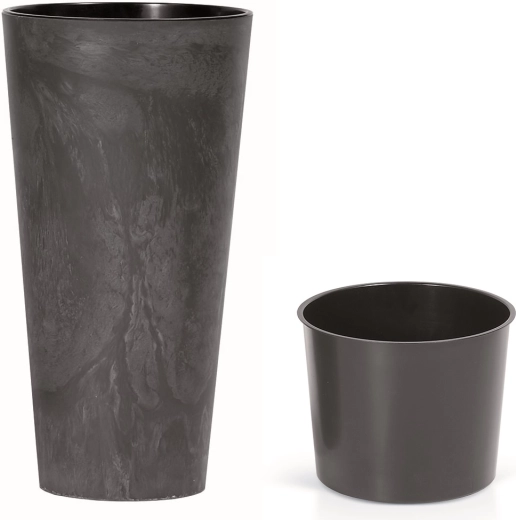 Cvetlični lonec z vložkom Tubus Slim Beton Effect 30 cm antracit
