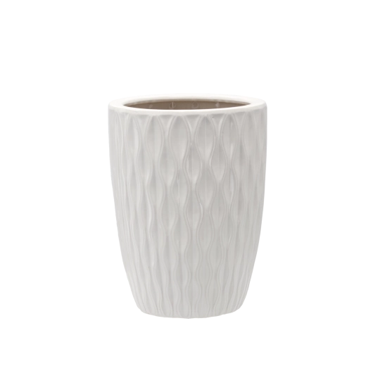 Keramični okrasni lonček bel sijaj 24,5 × 24,5 × 33 cm