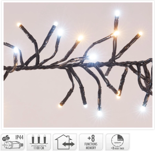 Božična svetlobna veriga 11 m, 1512 LED, toplo bela, 8 funkcij, IP44, s časovnikom - 1 kos