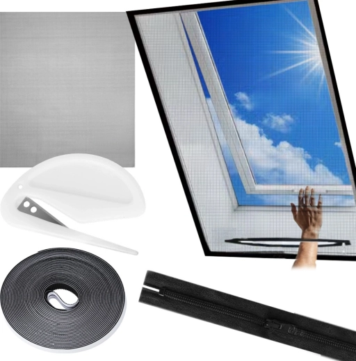 Mreža proti insektom za strešno okno, črna 140 × 120 cm