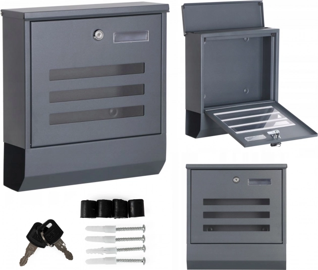 Poštni nabiralnik s časopisnim tulcem ModernHome, pocinkano jeklo, antracit