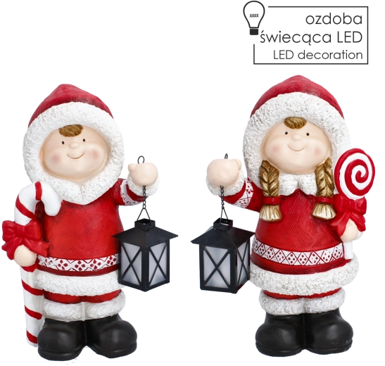 Božična figurica otroka z LED lampijonom 40 cm - 1 kos