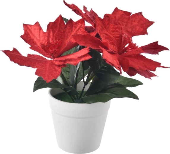 Artificial Christmas rose (poinsettia) made of plastic, red, 25 cm