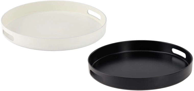 Okrogel servirni pladenj z ročaji 33 cm belo-črn
