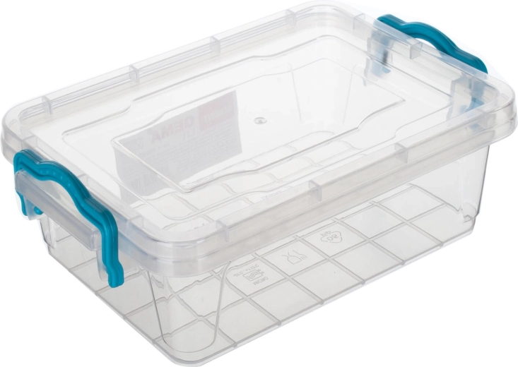 Škatla GEMA pravokotna 1,2 l s turkiznimi ročaji
