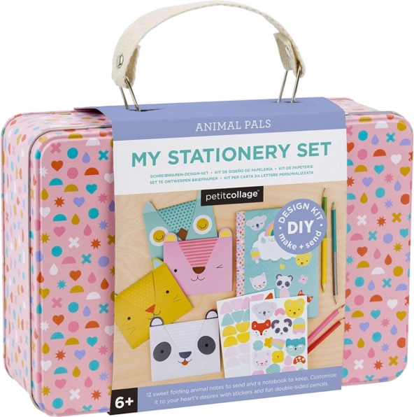 Petit Collage ustvarjalni kovček – pisemski komplet z živalicami