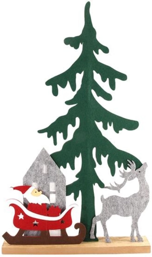 Filcni božični okras Božiček na saneh 32 cm