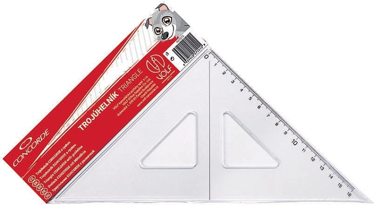 transparent triangle with centerline 16 cm 45°