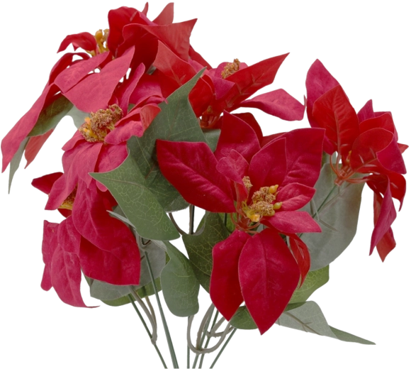 Sintetična vejica s šopkom božičnih zvezd 42 cm – rdeča