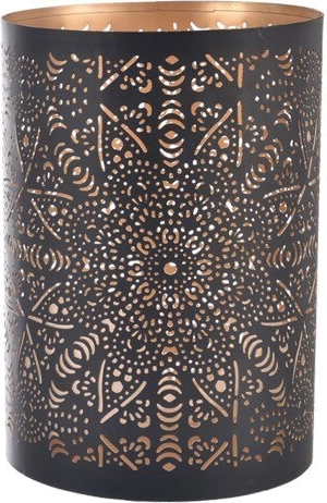 Kovinski svečnik Mandala črno-zlat 12 cm