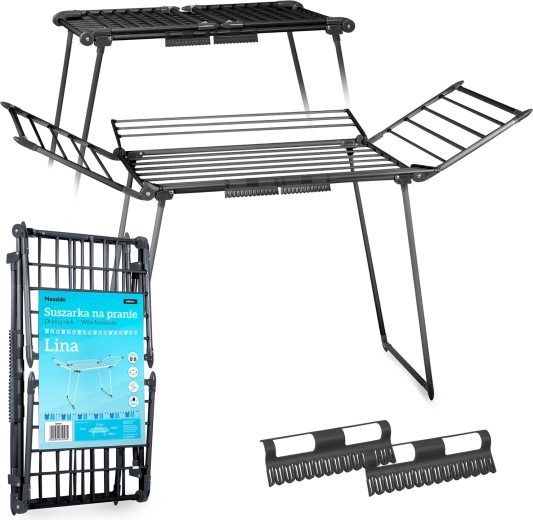 Zložljiv stoječi sušilnik za perilo Massido Lina 22 m, črna