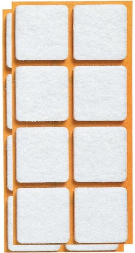 Feltne samolepilne podloge za pohištvo 25 × 25 mm, bele (16 kos)