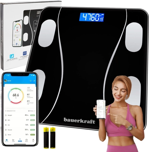 Pametna analitična kopalniška tehtnica z Bluetoothom in aplikacijo do 180 kg