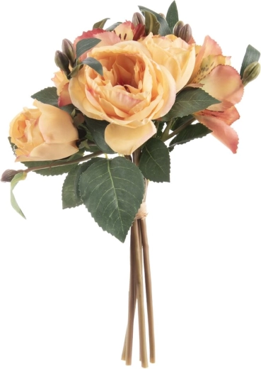 Dekorativna umetna roža/lilija v šopku rumena 26 cm