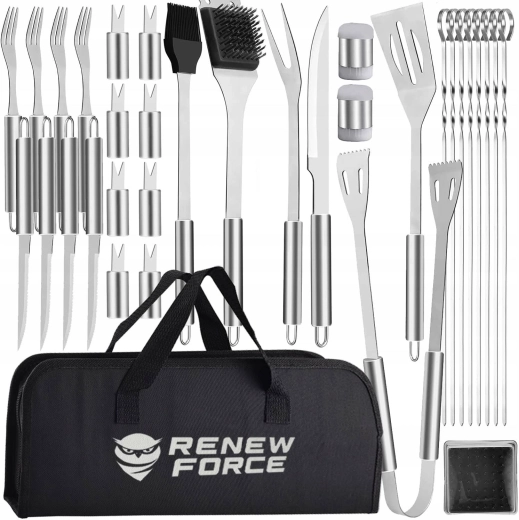 Žarni komplet Renew Force iz nerjavnega jekla, 33 kosov, v etuiju