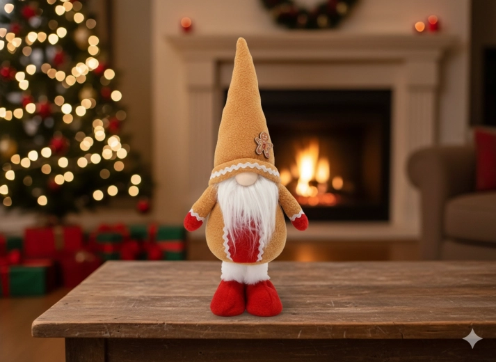 Božični palček stoječ, oranžen 42 cm