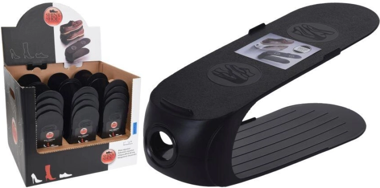 Plastični organizator za obutev s protidrsno površino, črn