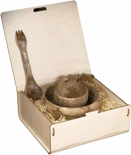 Darilni set KUPILKA Premium S Brown – lonček 21, skleda 55 in spork 205