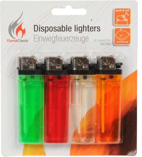 Enkratni vžigalniki – mešanica barv, komplet 4 kos