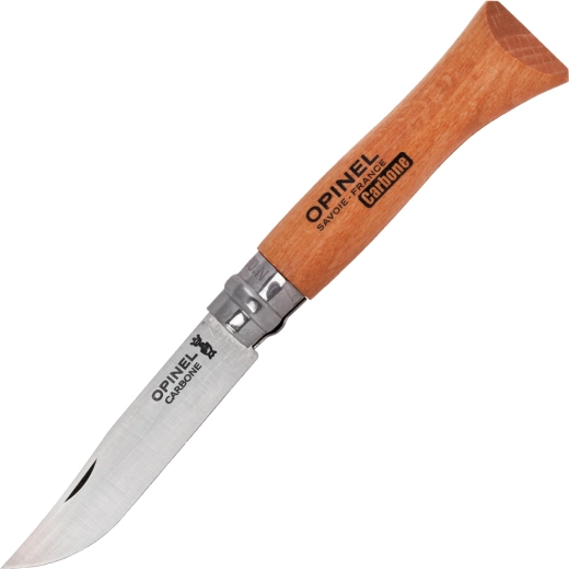 Opinel št. 06 Carbon zložljiv žepni nož 7 cm, bukov les