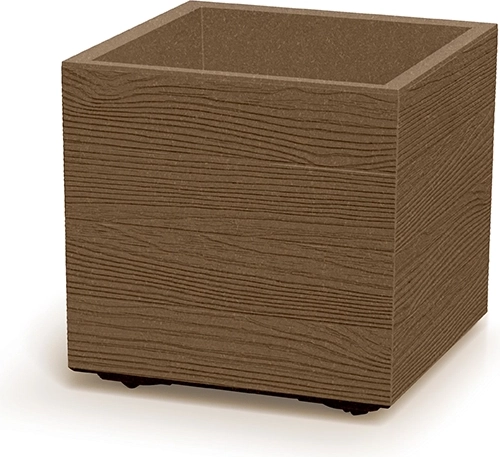 Cvetlični lonec Madera Square Eco Wood 38,5 cm – kvadratni plastični lonec z imitacijo lesa