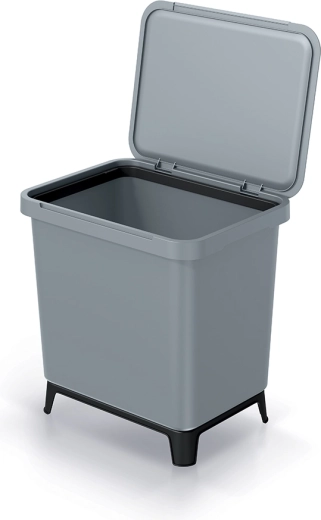Plastični koš za odpadke 29 l, svetlo siv, na nogicah