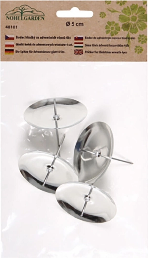 Zapični nosilec za svečo 50 mm srebrn, komplet 4 kos