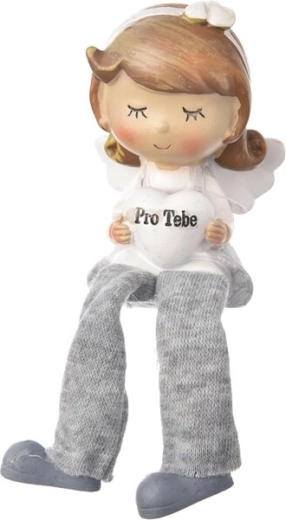 Angel »Zate« sedeč siv iz polystona