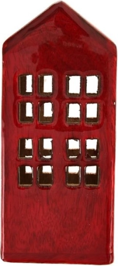 Dekorativna hišica mango rdeča 7 × 5,5 × 16 cm