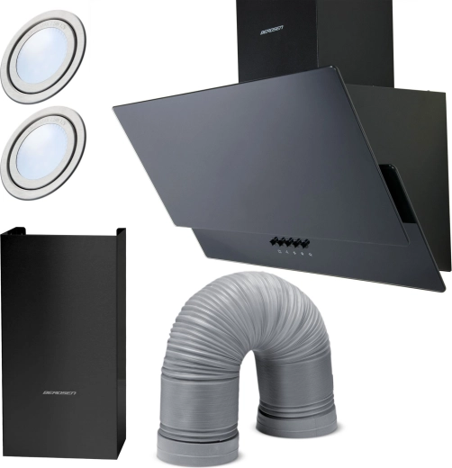 Kuhinjska napa s dimnikom 60 cm Berdsen BT-211, črna