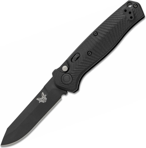 Benchmade Mediator automatic tactical folding knife, all-black, 8.4 cm, G10