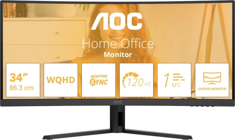 AOC 34" ukrivljen ultrawide monitor WQHD 120 Hz