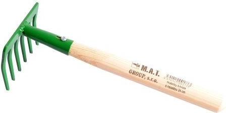 Grablje s ročajem, 6 zob, 24 cm