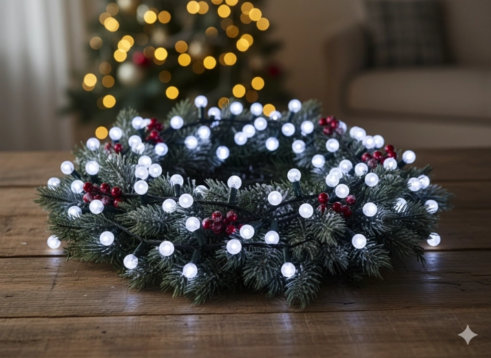 LED božična svetlobna veriga Cherry Ball 200 LED hladno bela 19 m