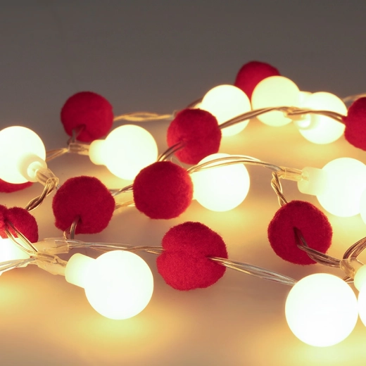 Solight LED Christmas light string with red balls, 20 LEDs, 1.5 m, battery-powered