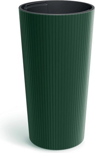 Cvetlični lonček Lamia Slim 20 cm temno zelen z notranjim vložkom