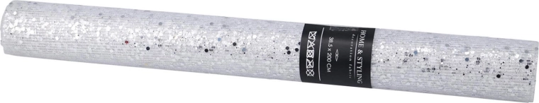 Decorative mesh fabric with silver sequins 38.5 × 200 cm