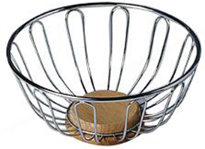 Žičena skleda za sadje z lesenim dnom 23,7 × 11,5 cm