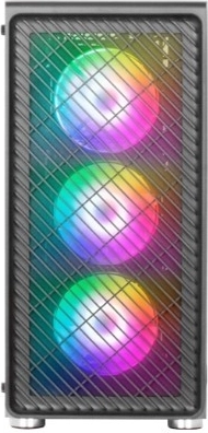 Računalniško ohišje MARS MC-F Black ATX s 4× ARGB ventilatorji