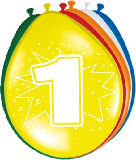 Lateks balon številka 1 (mešanica barv, 1 kos)