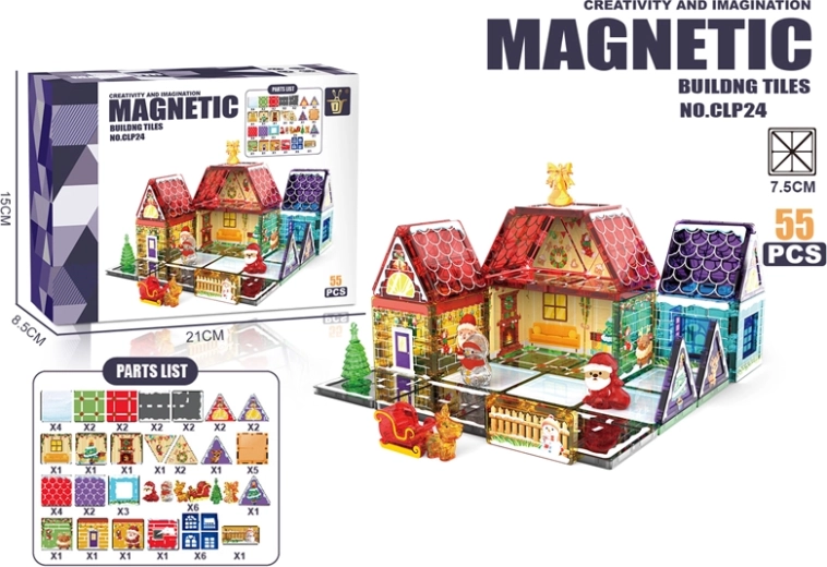 Magnetna konstrukcijska igrača – barvite hišice (55 delov)