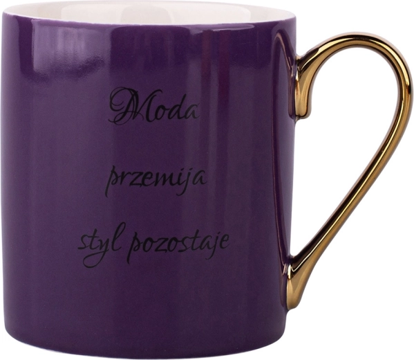 Vijolična skodelica z napisom in zlatim ročajem 300 ml