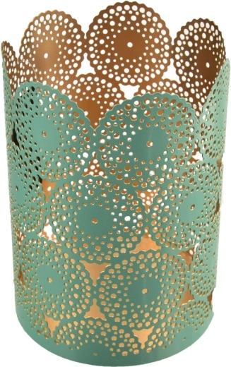 Kovinski svečnik mandala v bakreno-modri izvedbi 18 cm