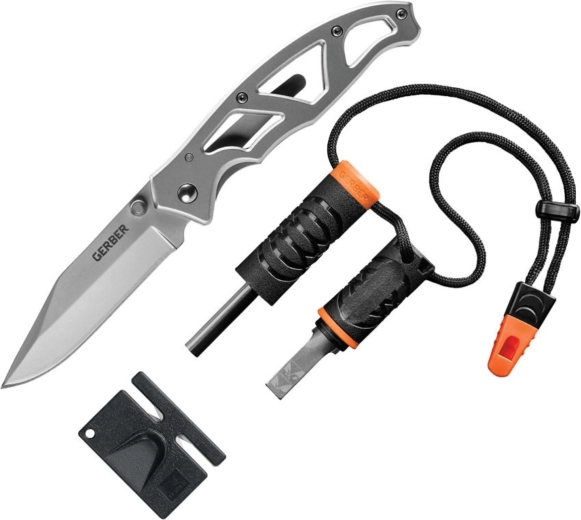 Gerber Paraframe combo camping set, 3 pieces (knife, fire starter, sharpener)