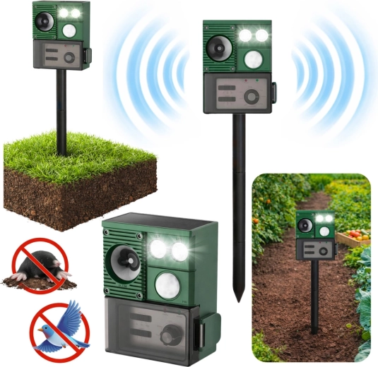 Solarni ultrazvočni odganjalec živali s PIR senzorjem in LED