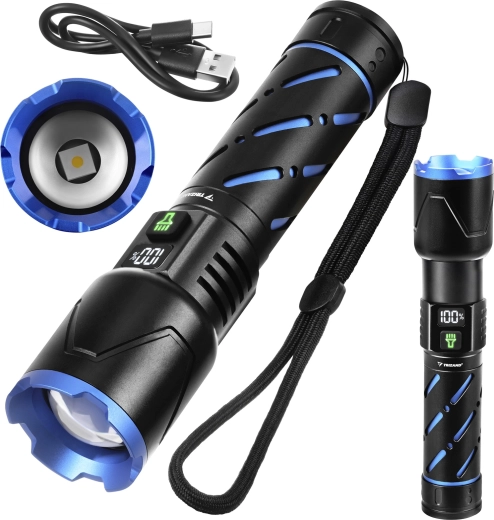 Taktična LED svetilka Trizand 800 lm z akumulatorjem 5000 mAh, USB-C, zoomom in powerbankom