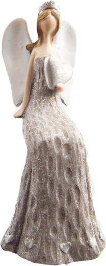Keramični angel bel/siv 16 cm