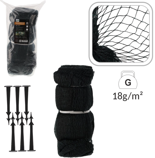 Zaščitna mreža proti pticam 10 × 15 m z 20 plastičnimi klini